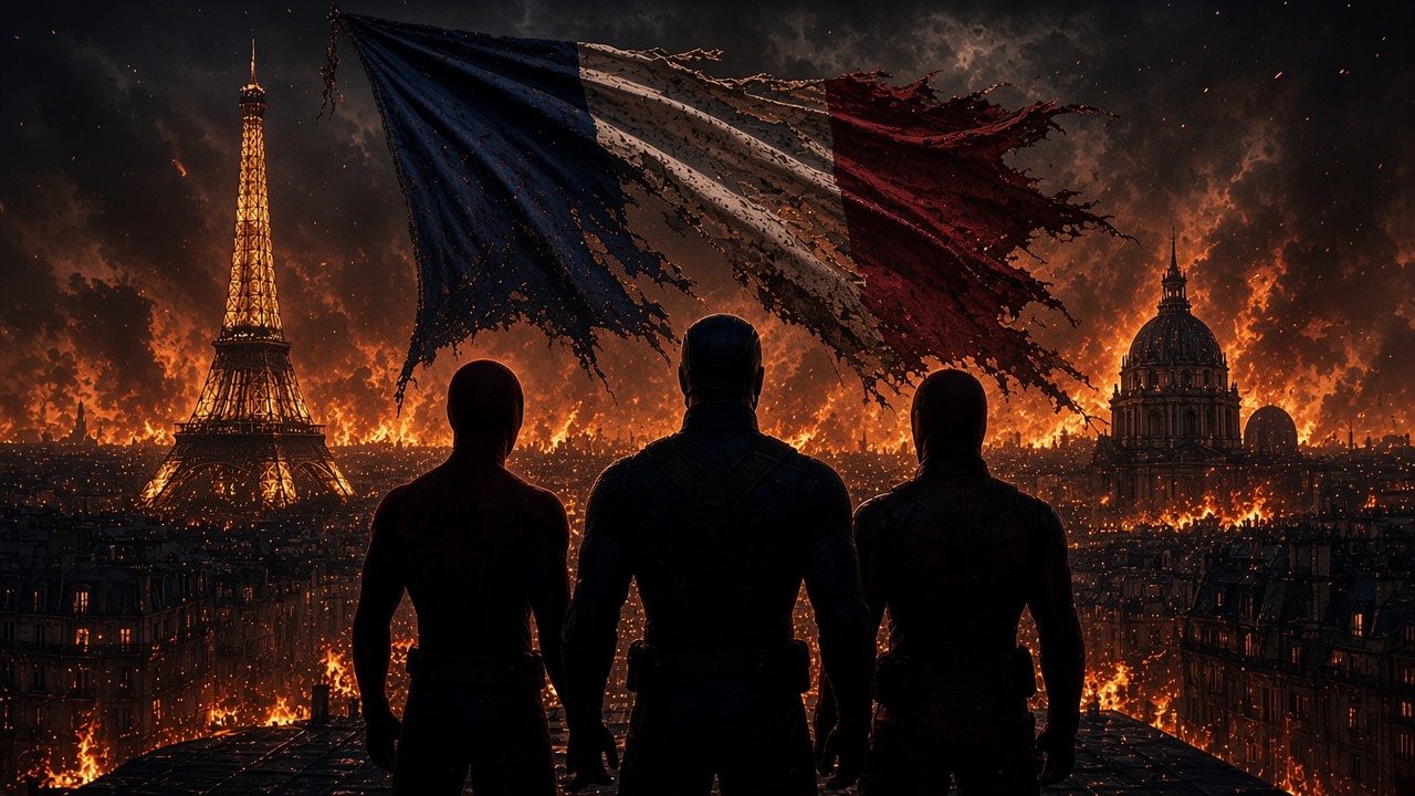Silhouettes of the trio on a Paris rooftop
